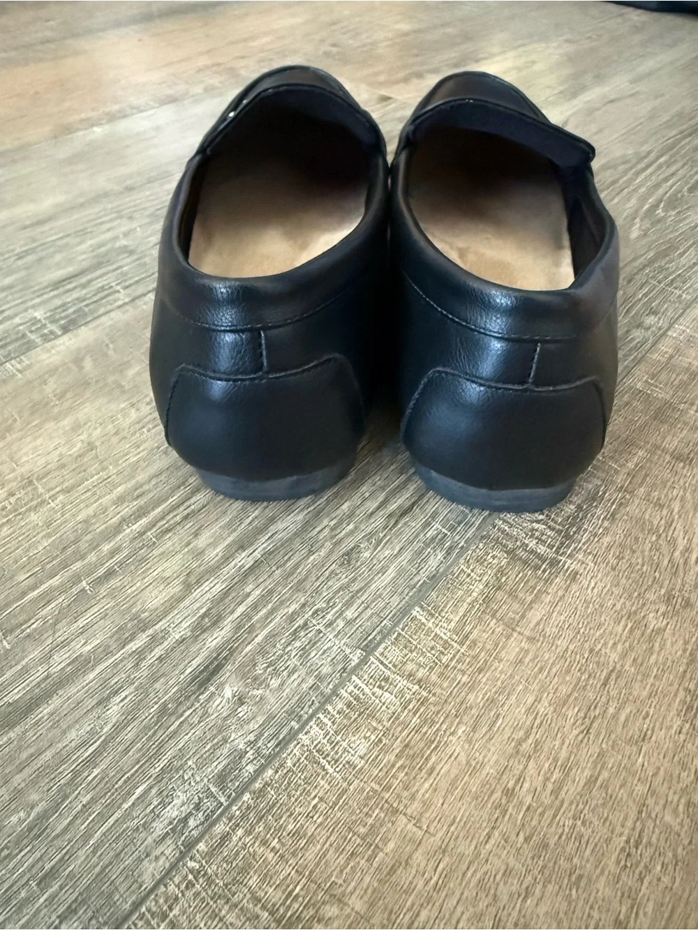 Black Women's Loafers with Gold Chain Accent - Comfort Insole